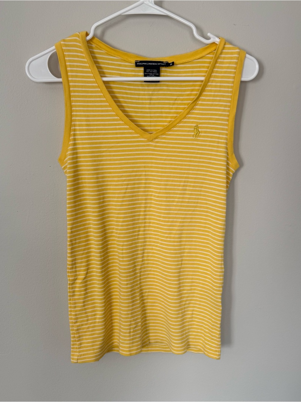 Ralph Lauren Sport Yellow Striped V-Neck Tank Top